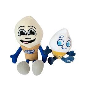 Culvers Scoopie Plush White Ice Cream Cone Mascot Stuffed Animal Toy Set Of 2